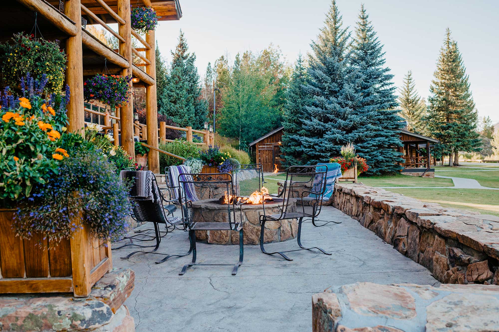 The firepit at the Lodge is a favorite gathering spot